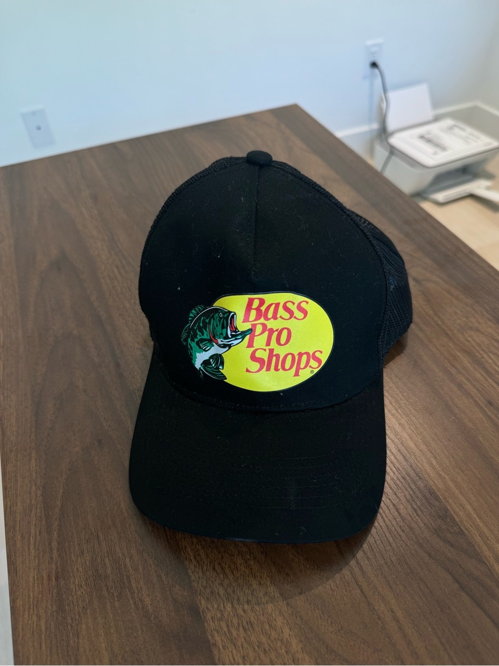Bass Pro Shops Black Trucker Hat with Yellow Logo